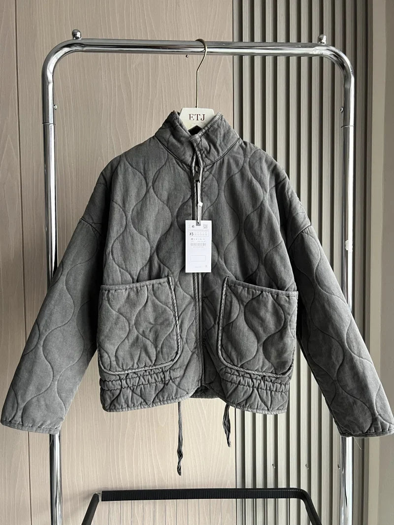 Kurtka Damska | Vintage Rayon Lenzing, Duży Kołnierz
