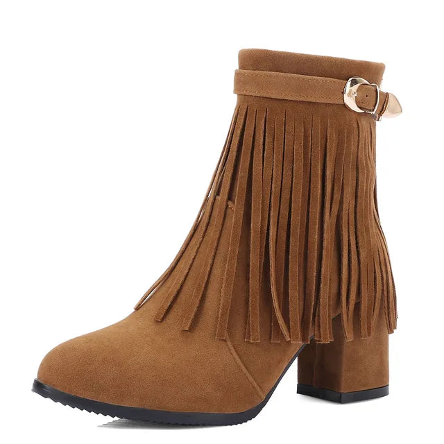 Buty Kowbojskie | Sztyblety z Frędzlami | Damskie