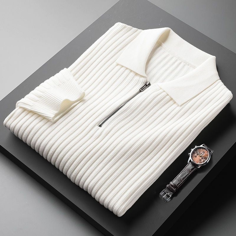 Premium Męski Sweter - Kołnierzyk Polo - Miękki - Komfortowy