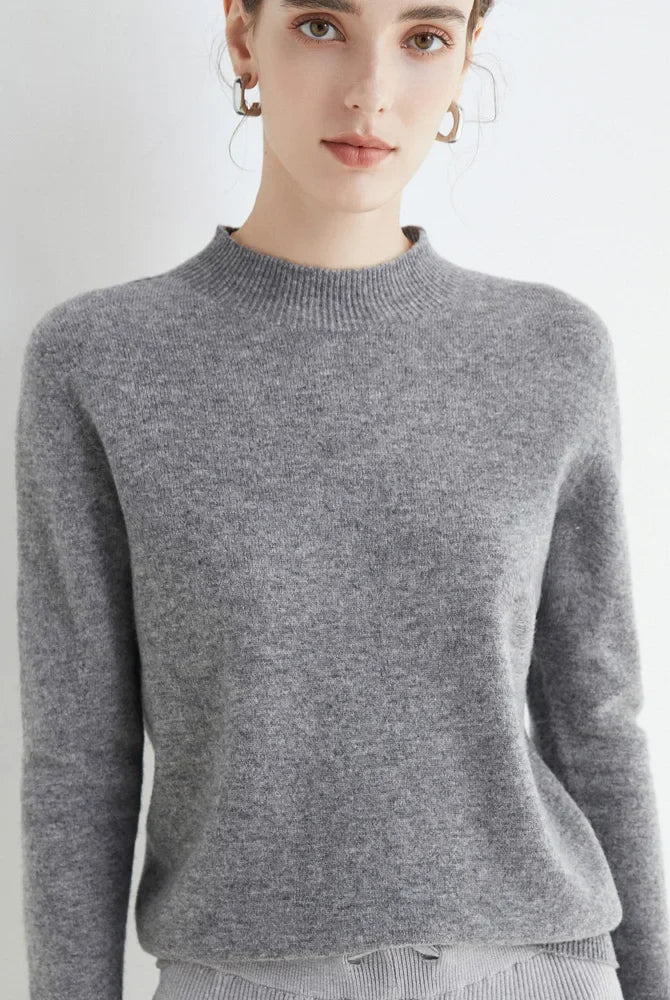 Damski sweter wełniany | Jesień zima, stójka jedwabna | Casual