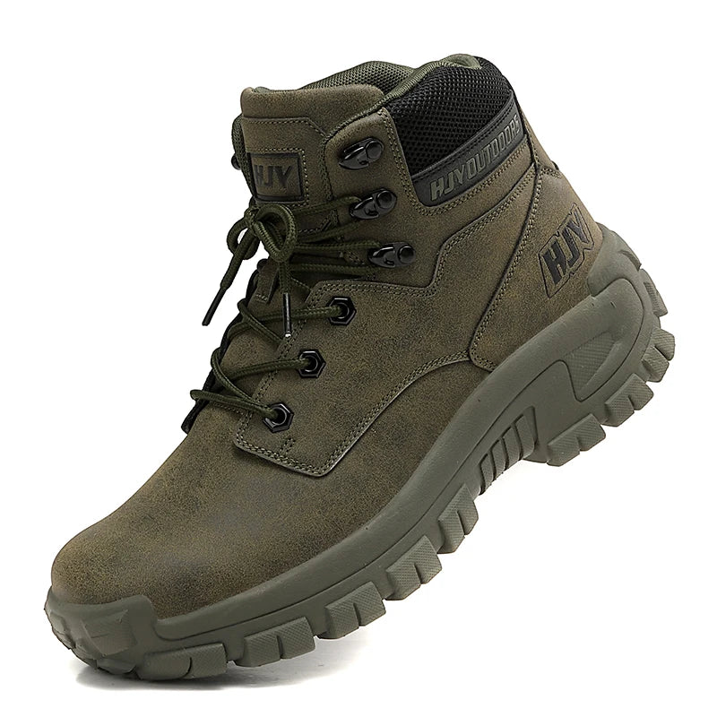 Męskie wysokie buty trekkingowe - antypoślizgowe - do pracy na zewnątrz
