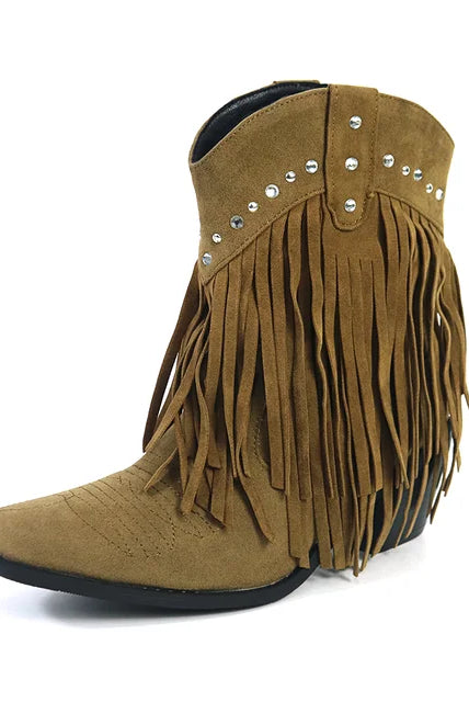 Buty Kowbojskie | Sztyblety z Frędzlami | Damskie