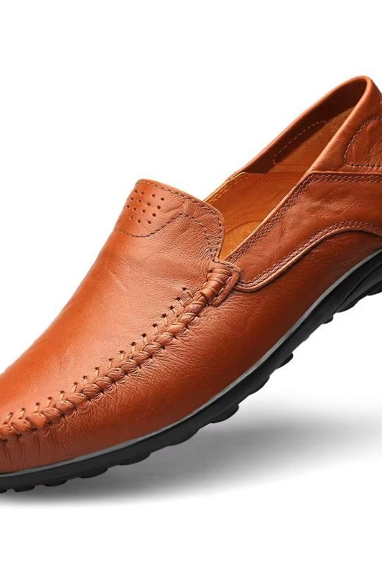 Męskie skórzane mokasyny wsuwane casual styl włoski