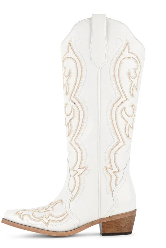 Buty Kowbojskie Damskie | Montowane do Kolan, Haft Zachodni, Obcas Gruby
