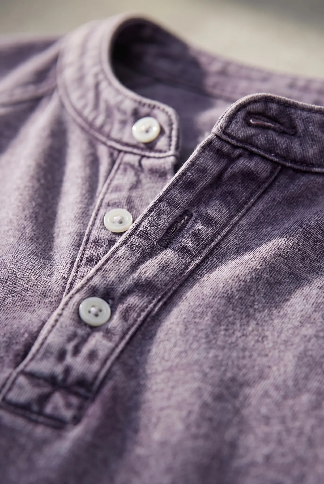 Koszulka henley męska | Vintage z guzikami | Rękaw raglan