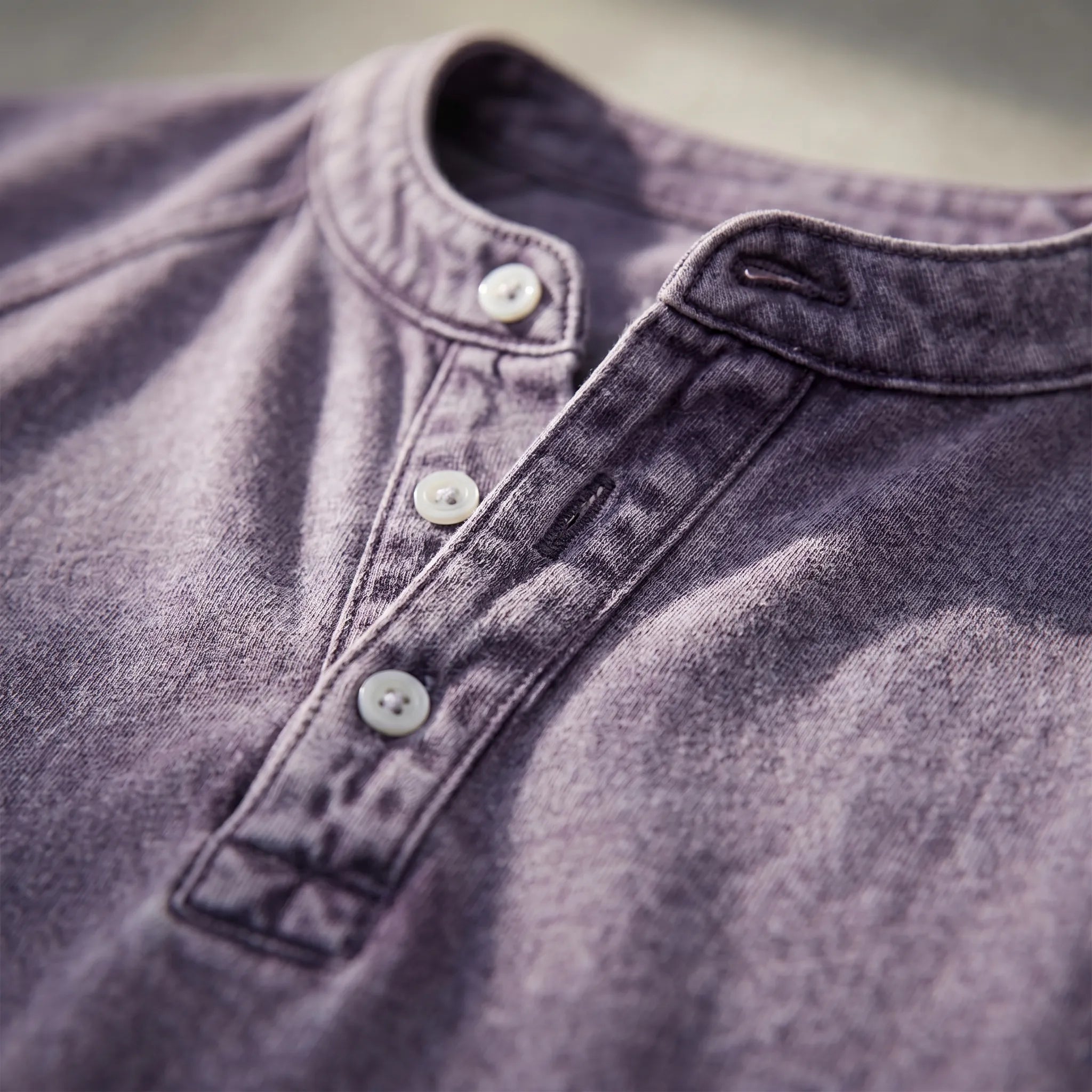 Koszulka henley męska | Vintage z guzikami | Rękaw raglan
