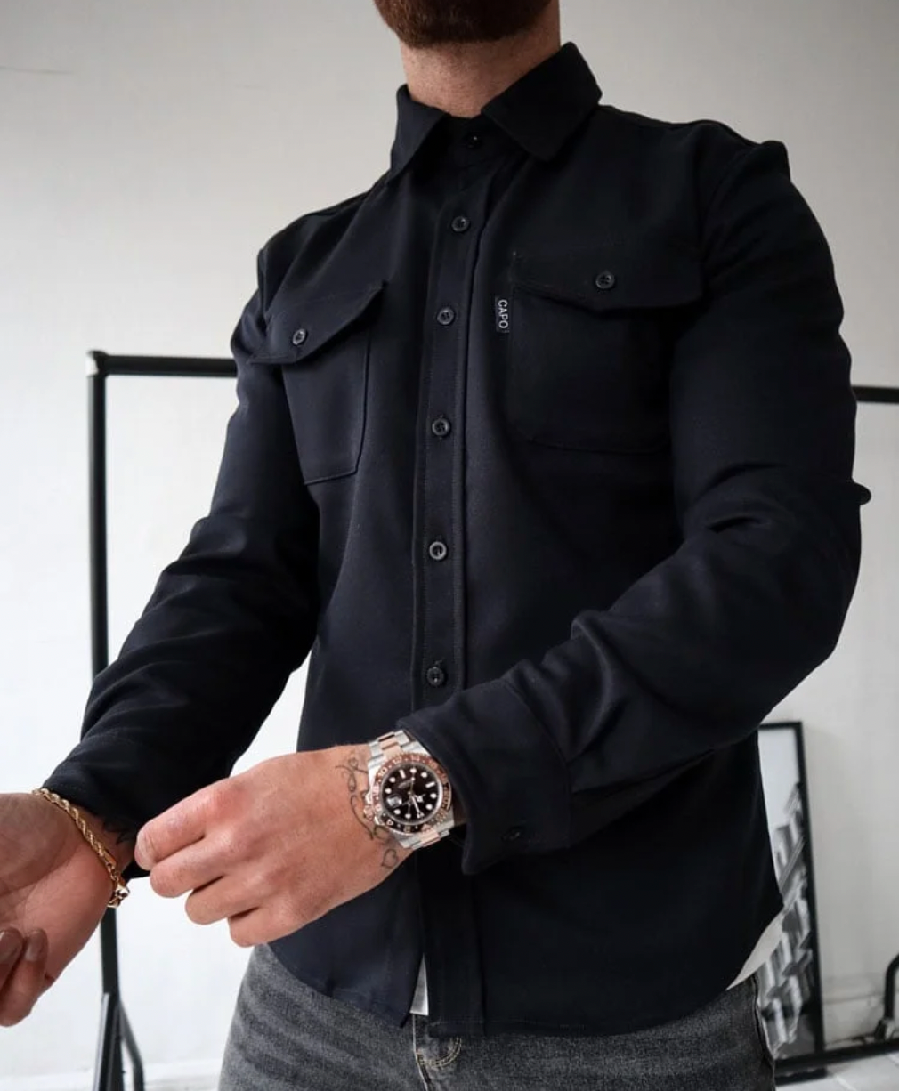 Męska Koszula Oversize Kieszenie Piersiowe Regular Fit