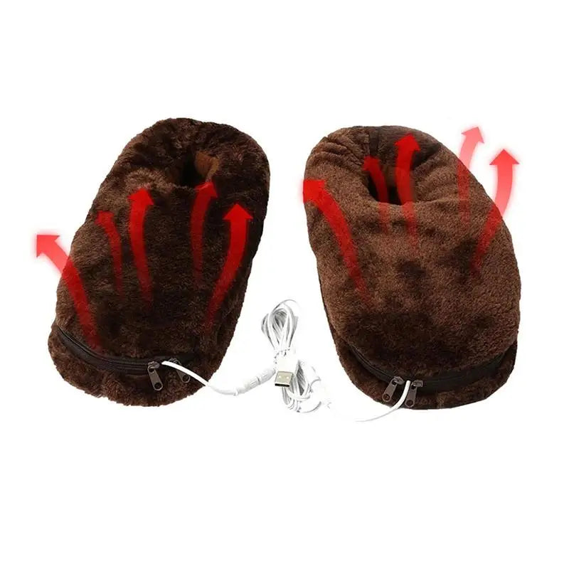 Zimowe kapcie ogrzewane USB pluszowe unisex rozmiary 35-46