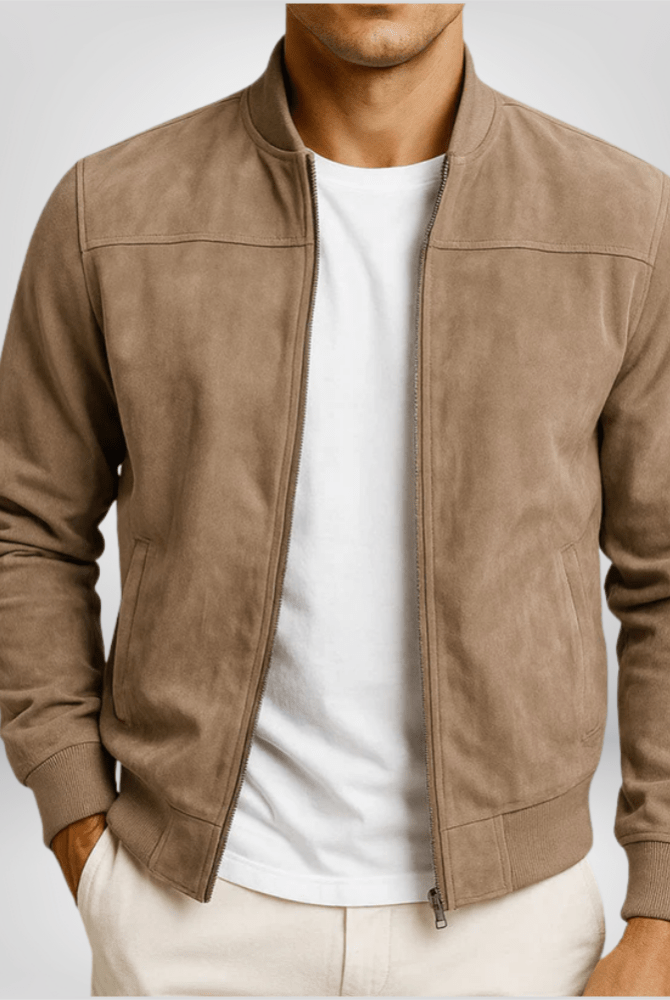 Kurtka Skórzana Męska Bomber | Dopasowany Krój, Minimalistyczny Design