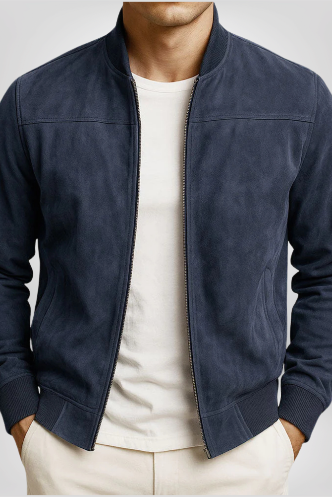 Kurtka Skórzana Męska Bomber | Dopasowany Krój, Minimalistyczny Design
