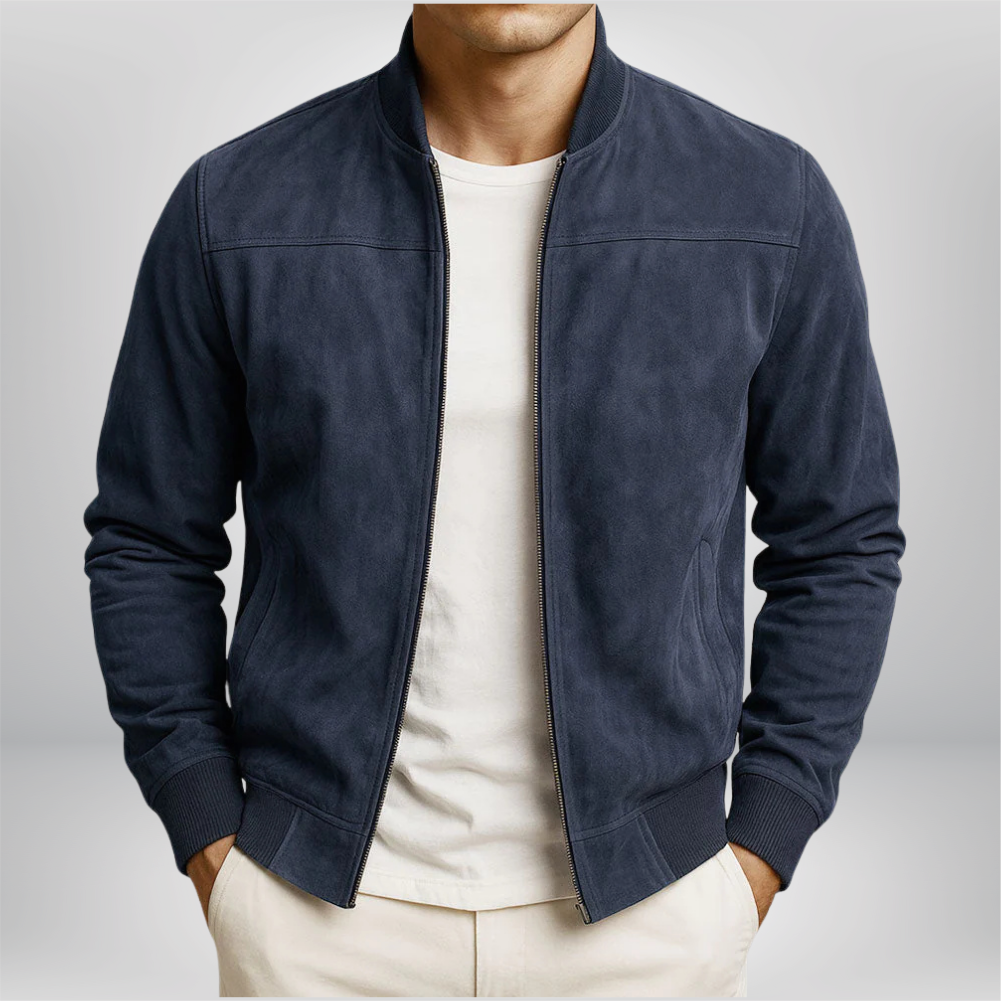 Kurtka Skórzana Męska Bomber | Dopasowany Krój, Minimalistyczny Design