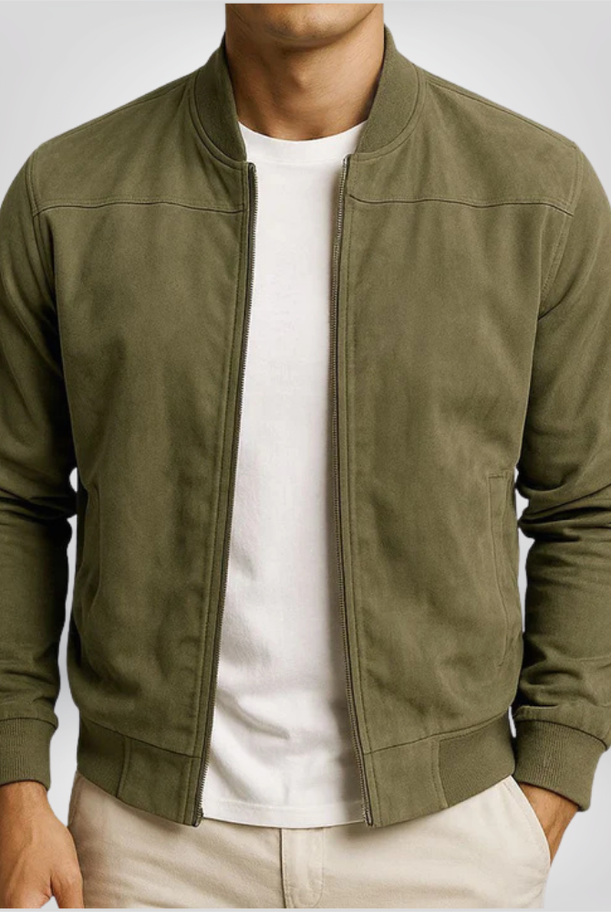 Kurtka Skórzana Męska Bomber | Dopasowany Krój, Minimalistyczny Design