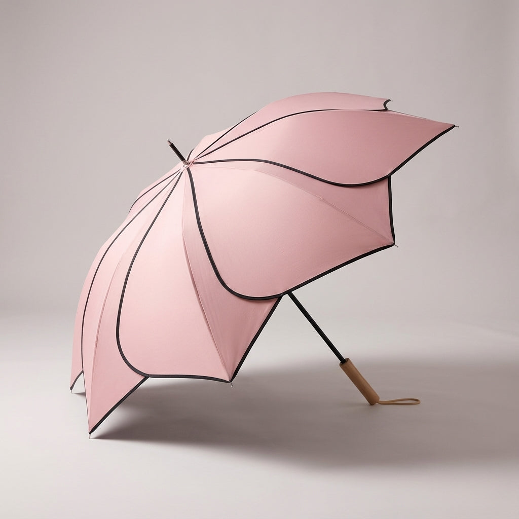 Parasol damski kwiatowy | Ochrona przed deszczem i UV | Drewniana rączka
