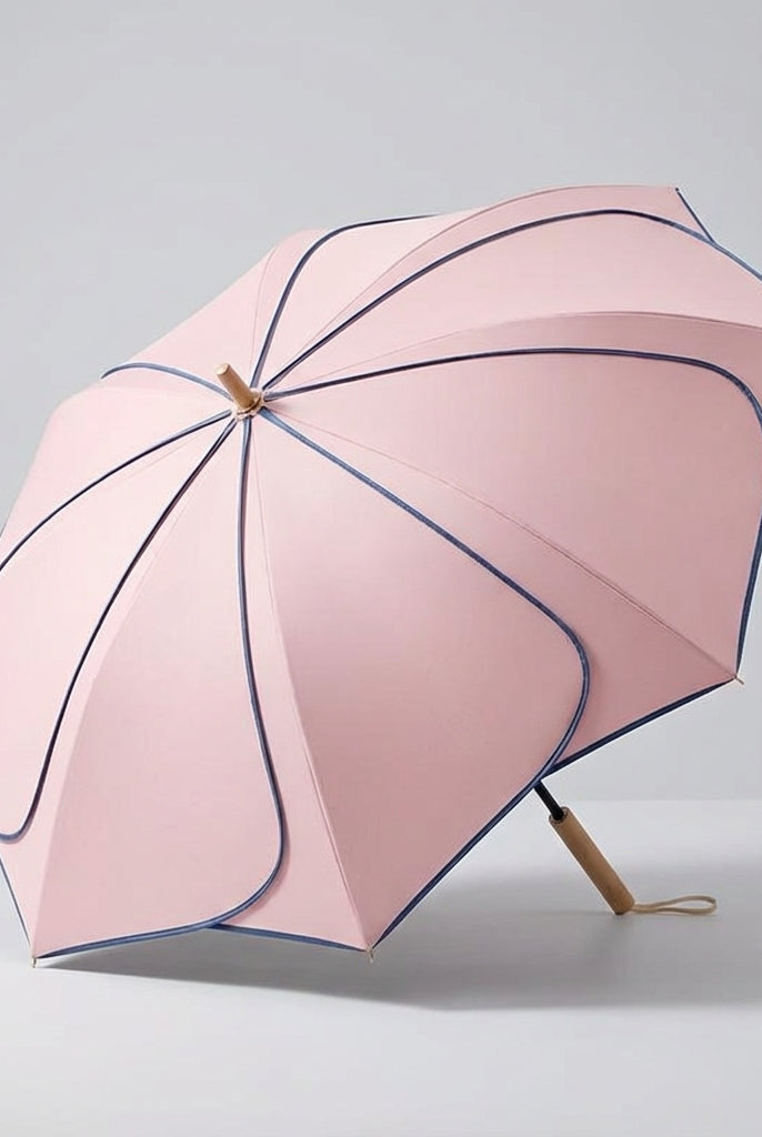 Parasol damski kwiatowy | Ochrona przed deszczem i UV | Drewniana rączka
