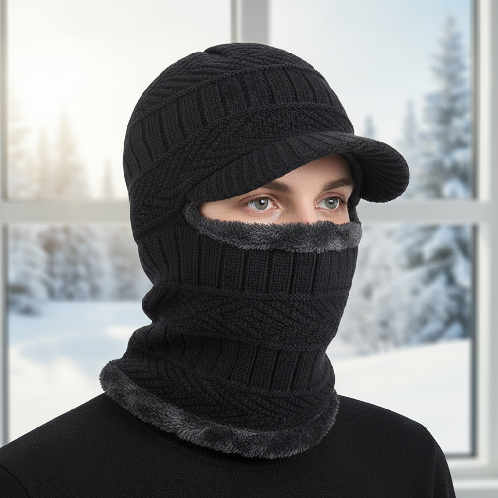 Zimowa czapka z ochroną twarzy i szyi elastyczna unisex