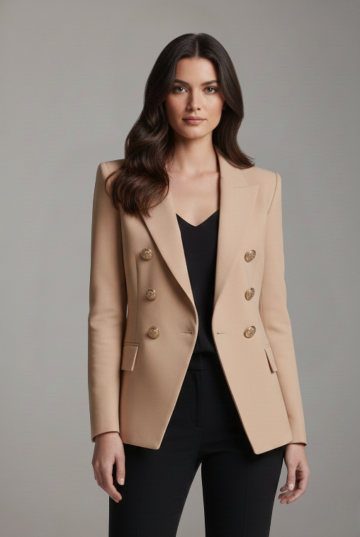 Żakiet damski | Dwurzędowy, złote guziki | Elegancka kurtka