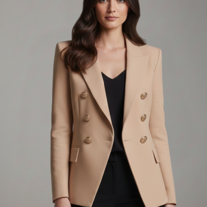 Żakiet damski | Dwurzędowy, złote guziki | Elegancka kurtka