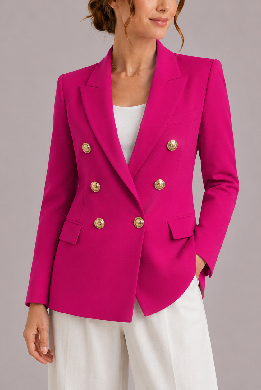 Blazer damski | Buttony złote, kołnierz szal