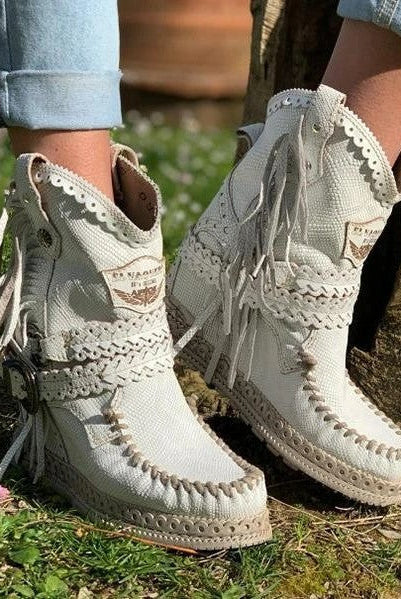 Buty Kowbojskie z Frędzlami | Damskie, Skórzane, Jesień