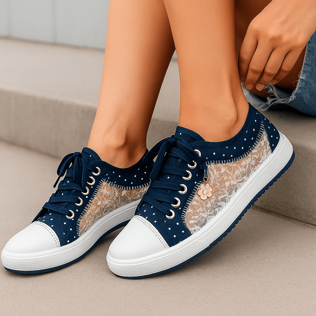 Baskets Bloomy Lace - Oddychające sneakersy - Koronkowe wykończenie - vivano - warszawa