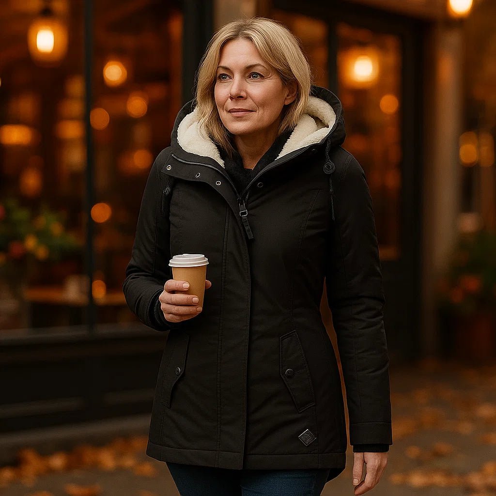 Camila Plisseret Bomuldsfrakke - Hætte - Let & Stilfuld - vivano - warszawa