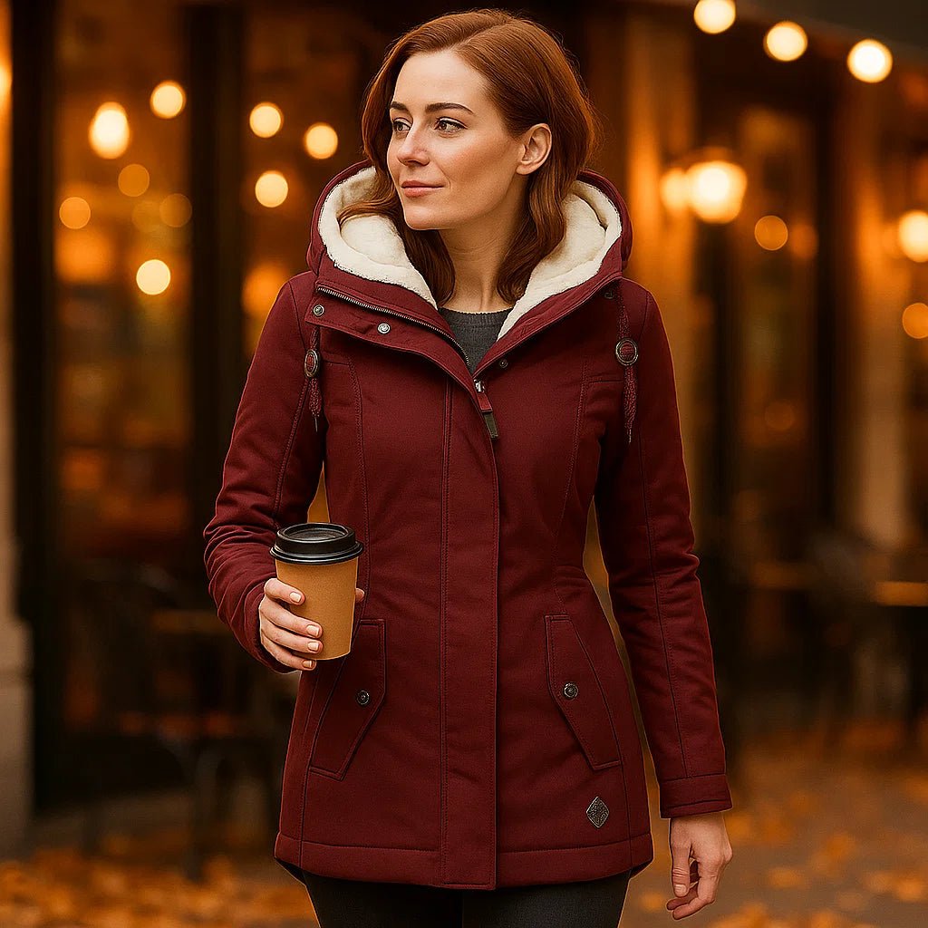 Camila Plisseret Bomuldsfrakke - Hætte - Let & Stilfuld - vivano - warszawa