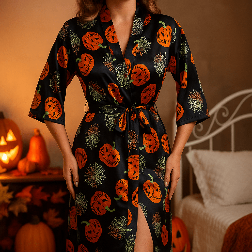 Cecilia kostium Halloween - Wzór dyniowy - Unikalny i zabawny strój - vivano - warszawa