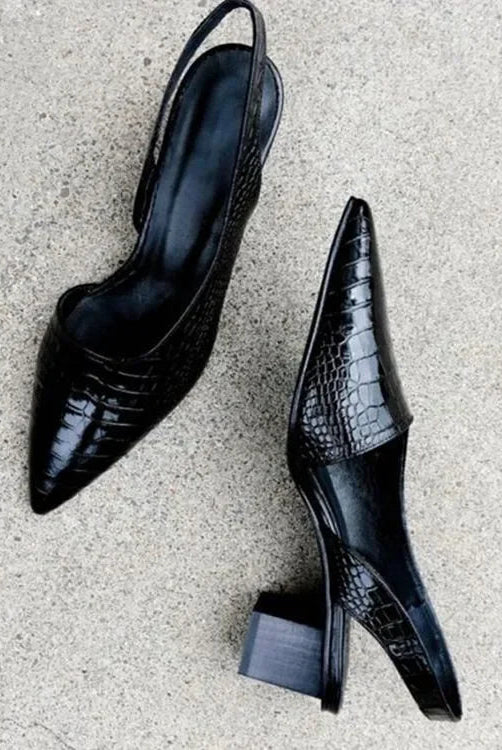 Czółenka Wintage Pointed Slingback - Blokowy obcas - vivano - warszawa