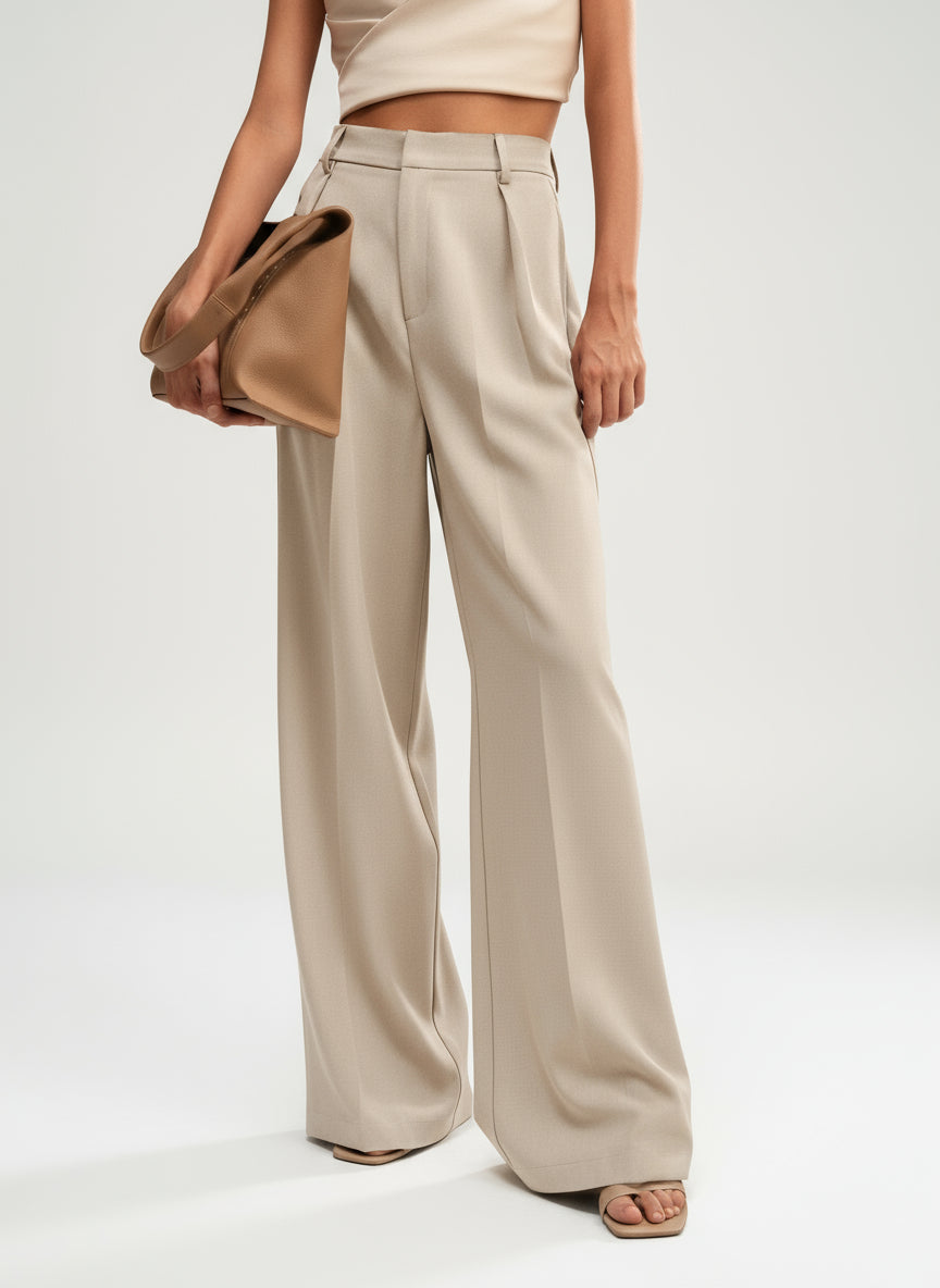 Spodnie Taille Haute Jambes Larges | Damskie, Eleganckie