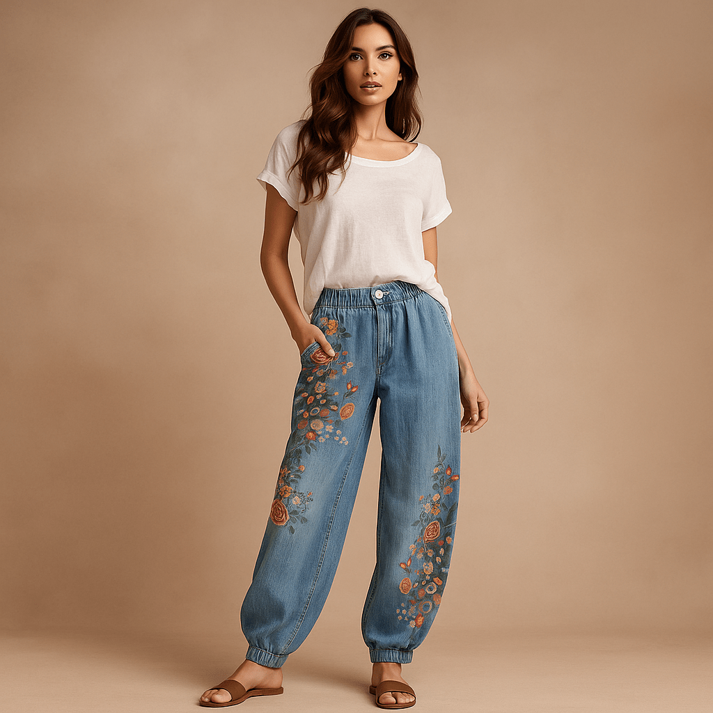 Dame Denim Cargo Spodnie - Szerokie Luźne Dżinsowe Wysoki Stan - vivano - warszawa