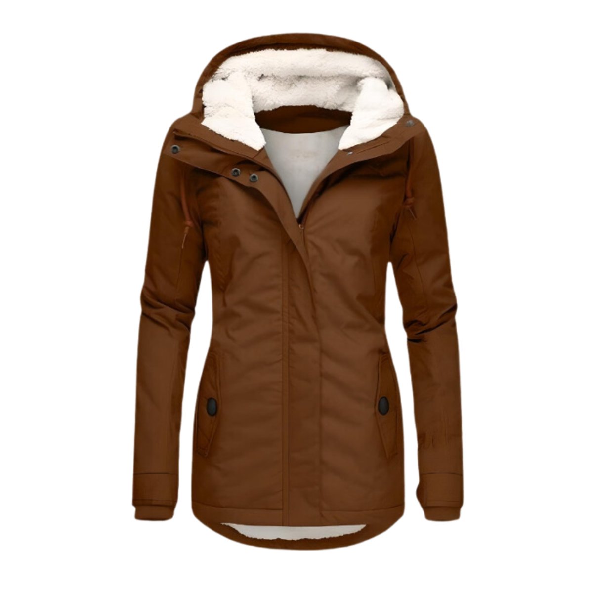 Damski Parka Sherpa Wodoodporny Zimowy Kaptur