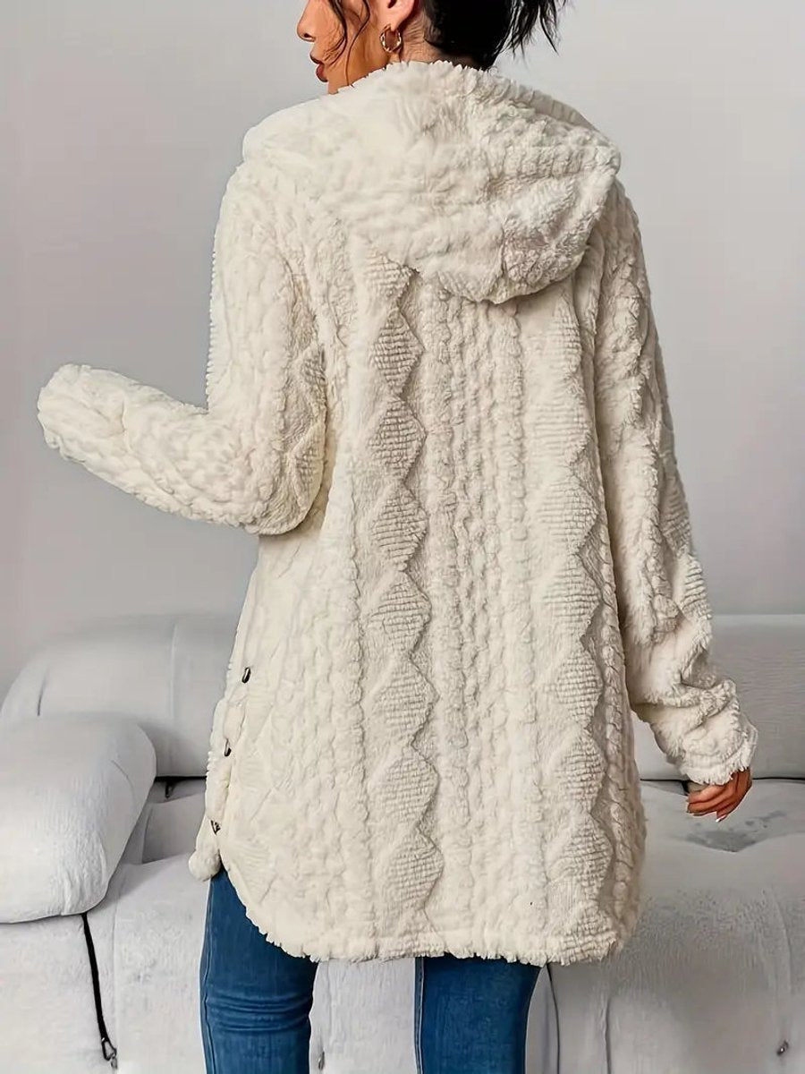 Wynne | Damski Pluszowy Kardigan z Kapturem Oversized