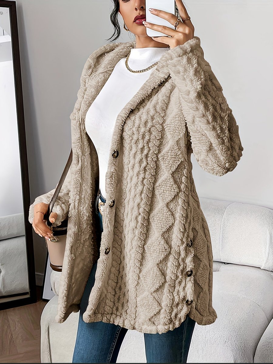 Wynne | Damski Pluszowy Kardigan z Kapturem Oversized