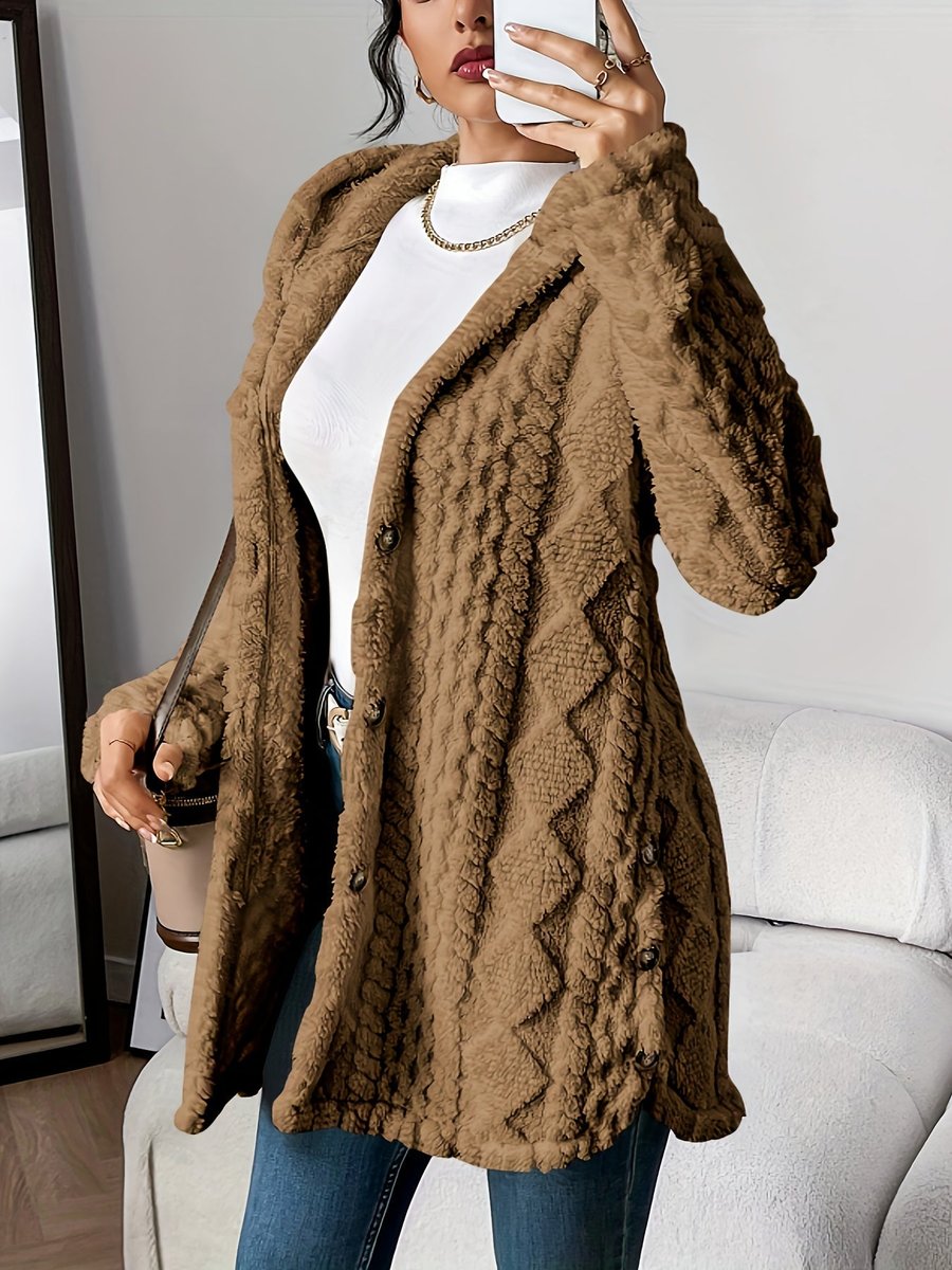 Wynne | Damski Pluszowy Kardigan z Kapturem Oversized