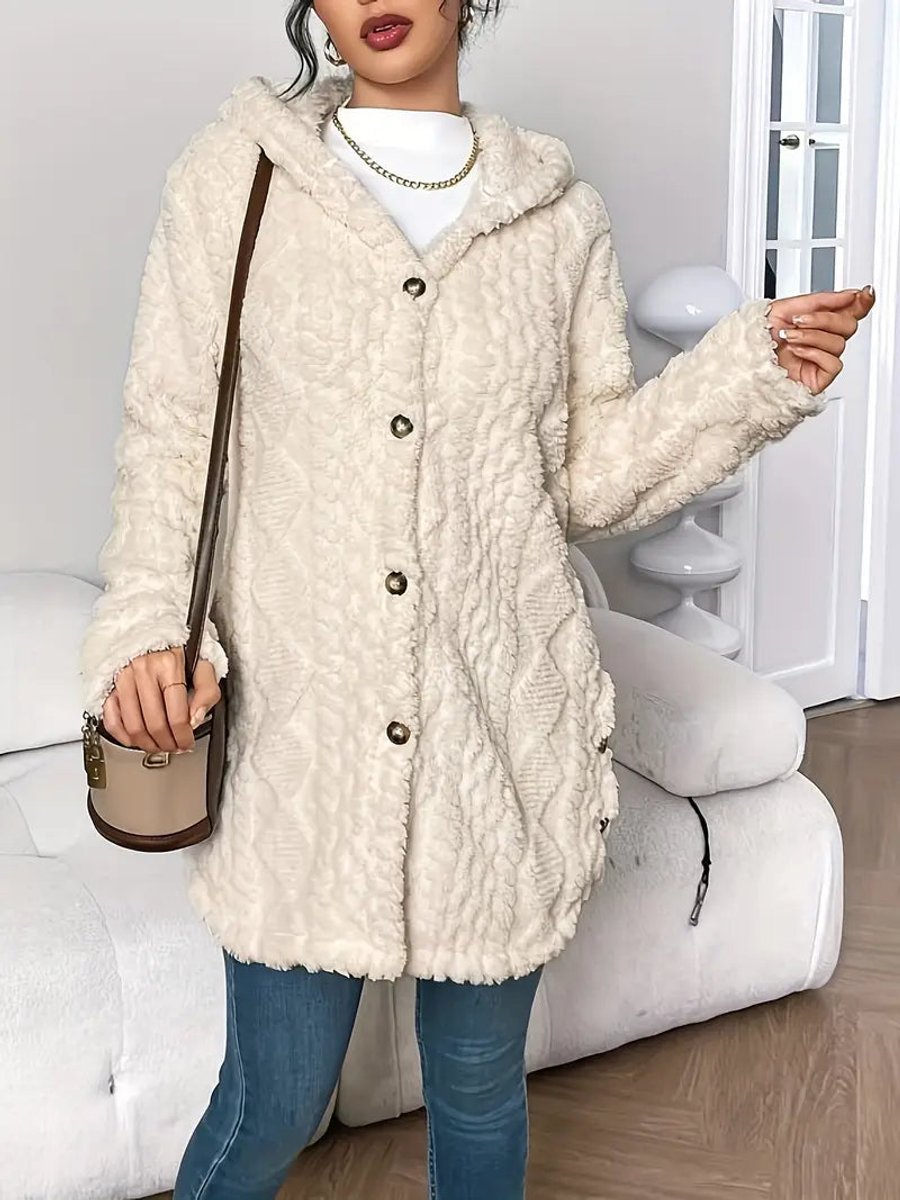 Wynne | Damski Pluszowy Kardigan z Kapturem Oversized