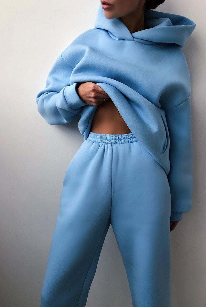 Komplet damski | Bluza z kapturem, spodnie joggingowe | Wygodny
