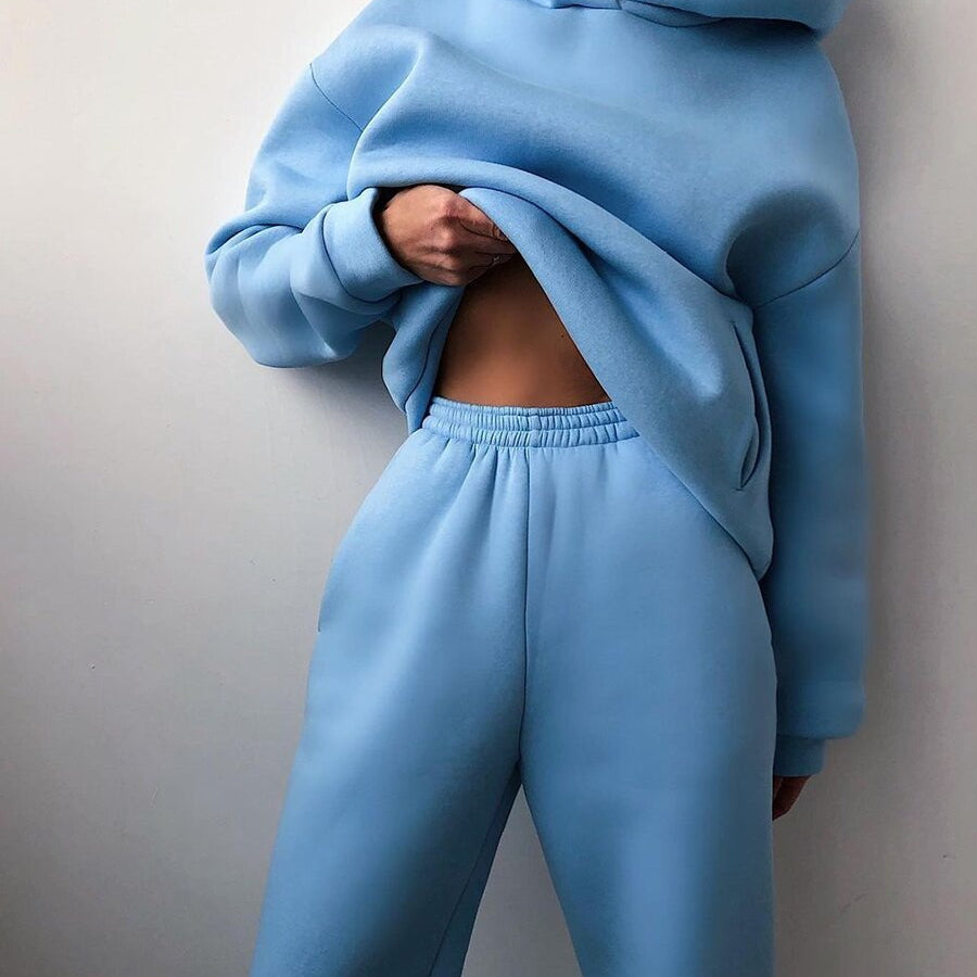 Komplet damski | Bluza z kapturem, spodnie joggingowe | Wygodny