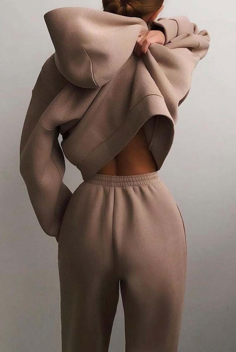 Komplet damski | Bluza z kapturem, spodnie joggingowe | Wygodny