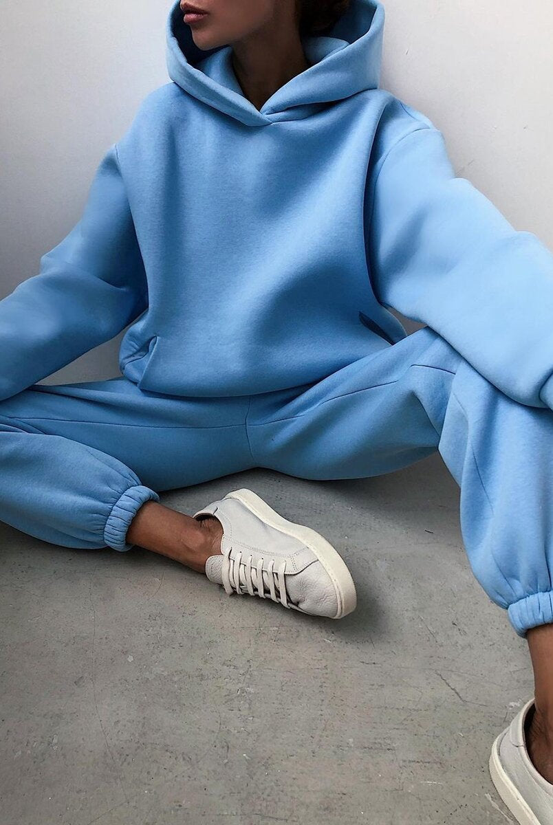 Komplet damski | Bluza z kapturem, spodnie joggingowe | Wygodny