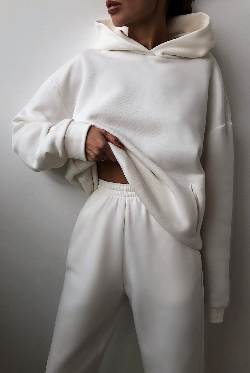 Komplet damski | Bluza z kapturem, spodnie joggingowe | Wygodny