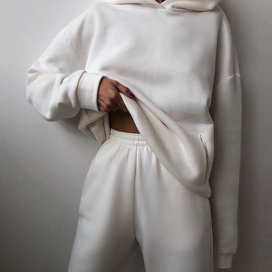 Komplet damski | Bluza z kapturem, spodnie joggingowe | Wygodny