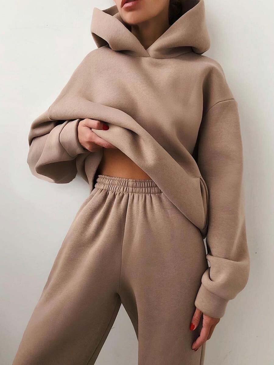 Komplet damski | Bluza z kapturem, spodnie joggingowe | Wygodny