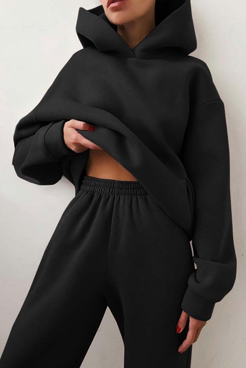 Komplet damski | Bluza z kapturem, spodnie joggingowe | Wygodny