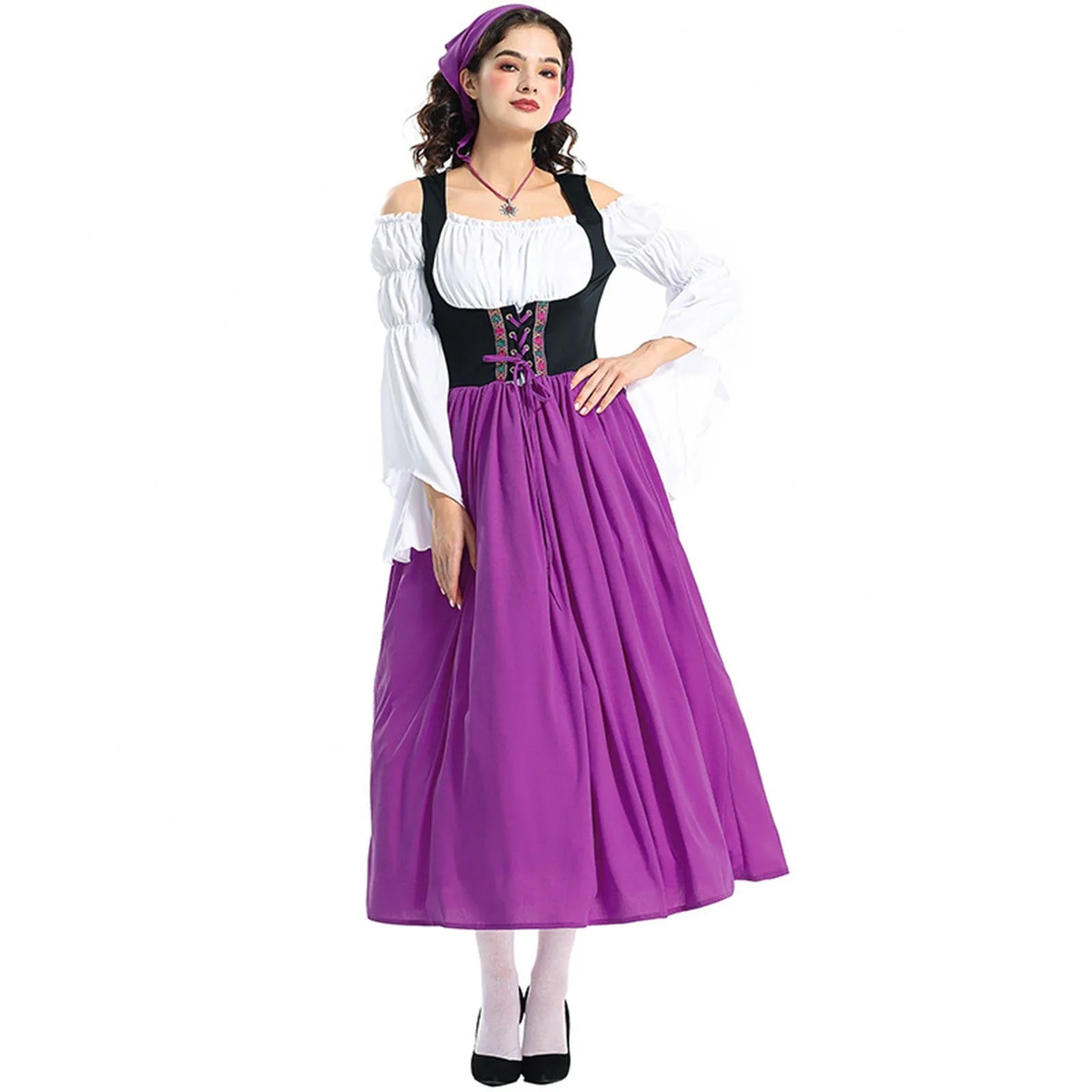 Damska Długa Sukienka Dirndl na Oktoberfest - Lekki Materiał - Tradycyjny Design - vivano - warszawa