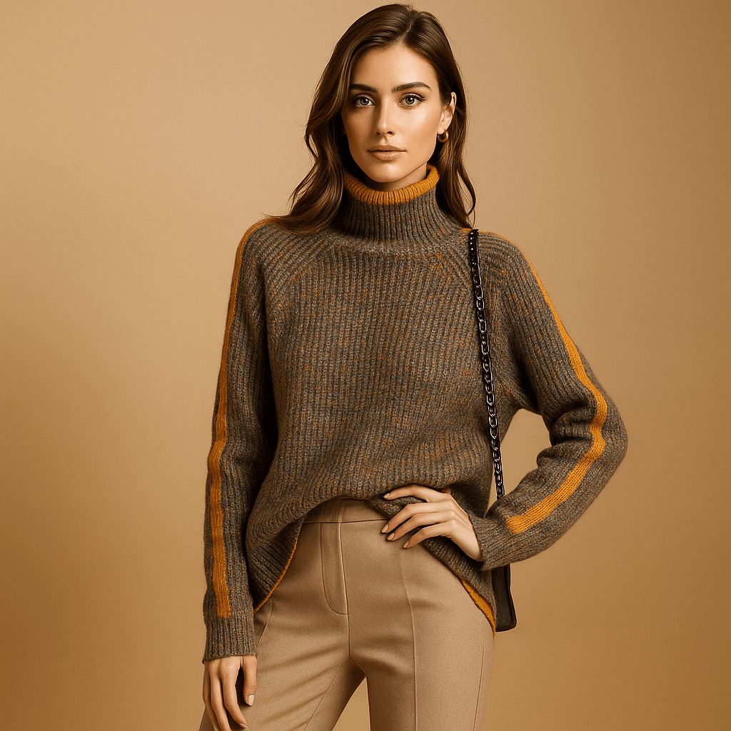 Damski Sweter z Golfem - Oversized Komfort - Stylowe Zimowe Ciepło - vivano - warszawa