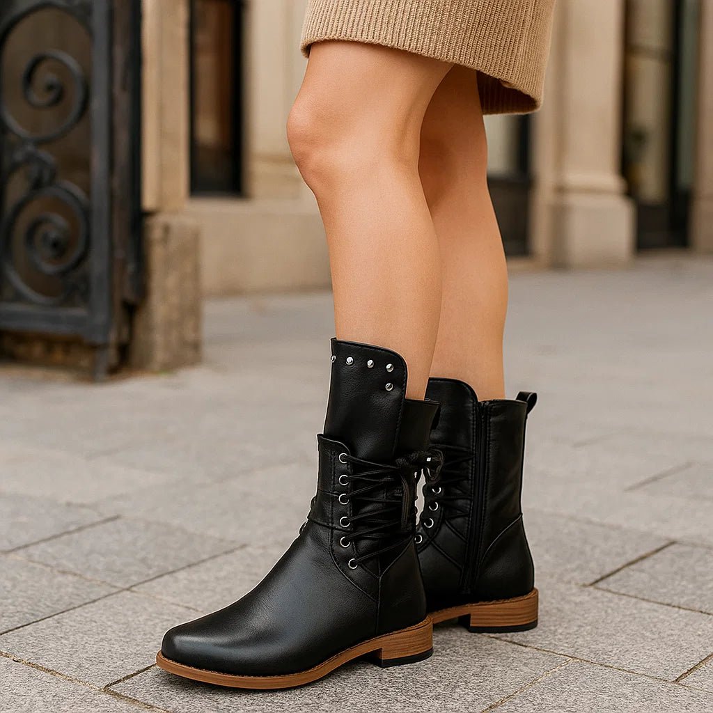 Damskie Botki Kowbojki ze Skóry z Ćwiekami - vivano - warszawa