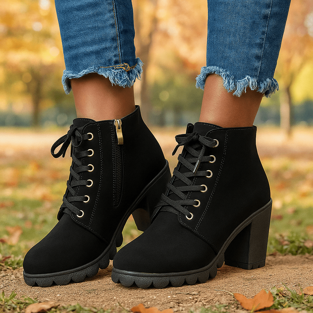 Damskie Botki na Obcasie - Sznurowane - Stylowy Komfort - vivano - warszawa