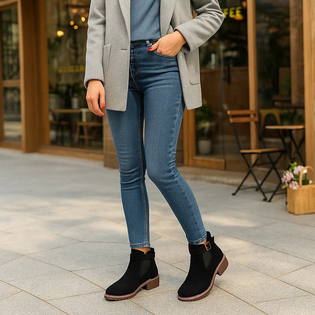 Damskie Botki na Obcasie z Elastyczną Wstawką - vivano - warszawa