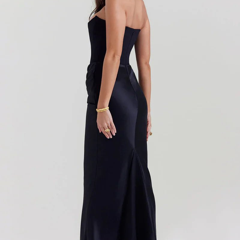 Długa sukienka bez ramiączek z marszczeniem w talii - vivano - warszawa