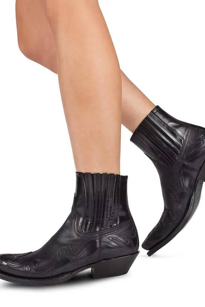 Buty Kowbojskie Damskie | Szpiczasty Nosek, Skóra PU